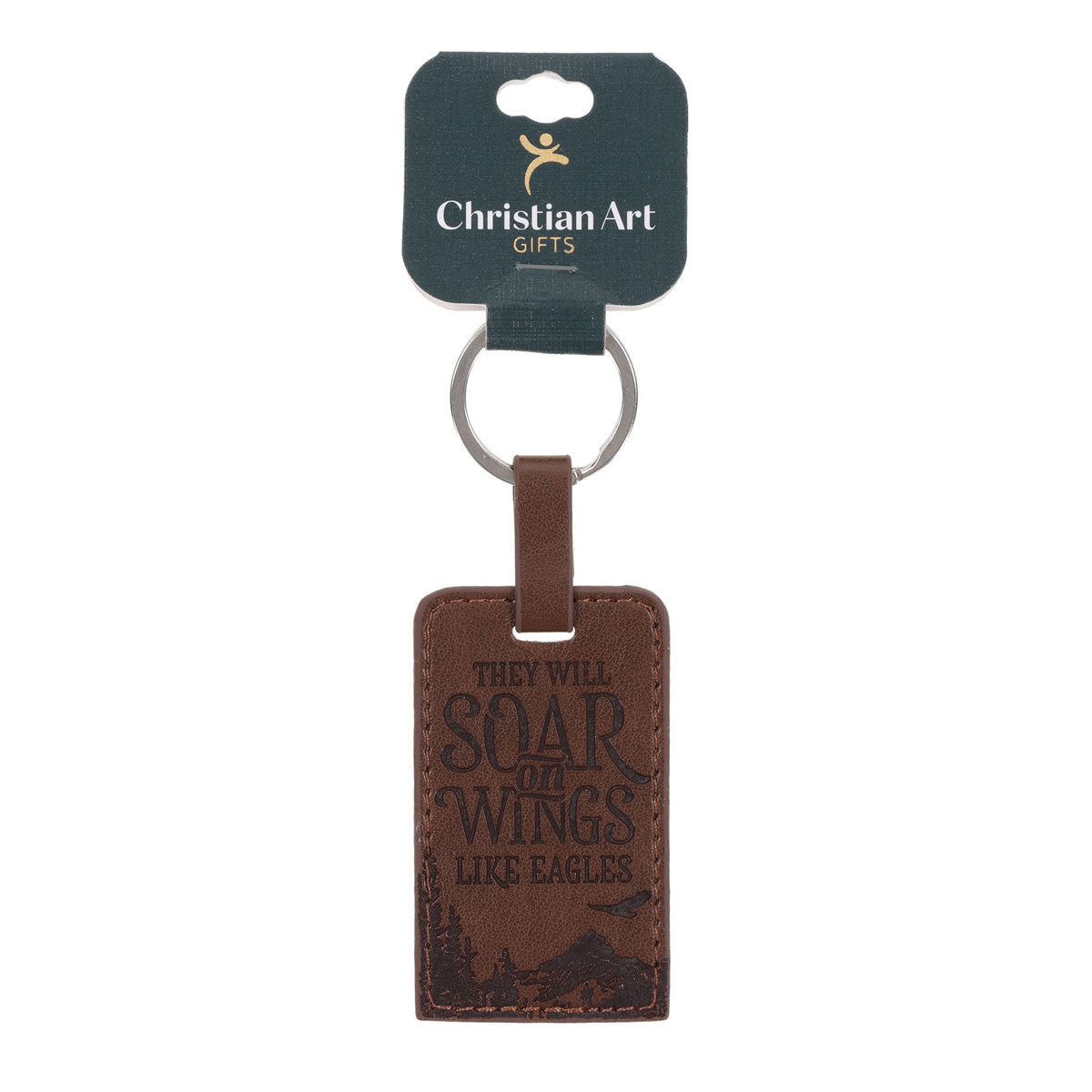 They Will Soar on Wings Like Eagles Faux Leather Keychain