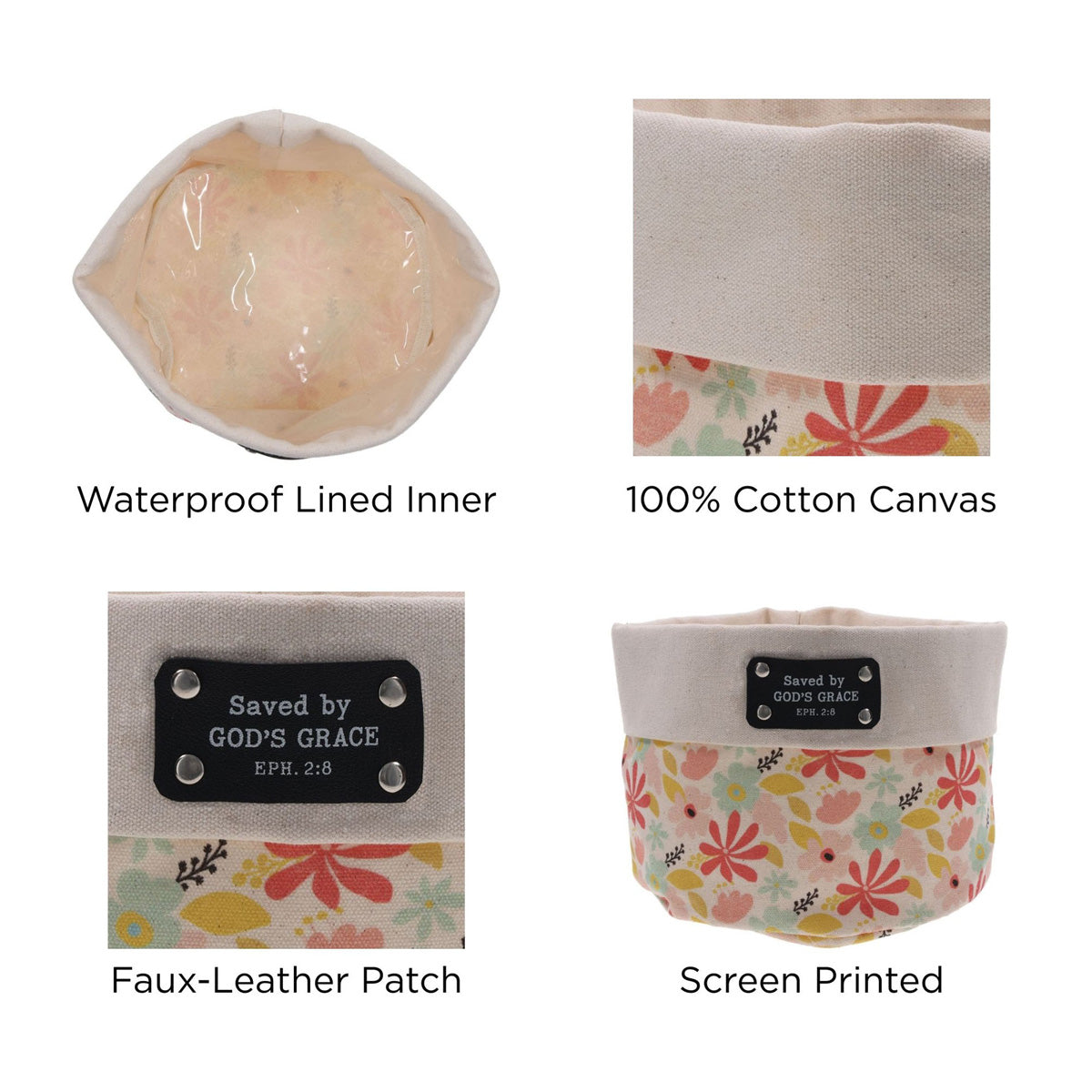 Saved by God's Grace Canvas Planter Cover