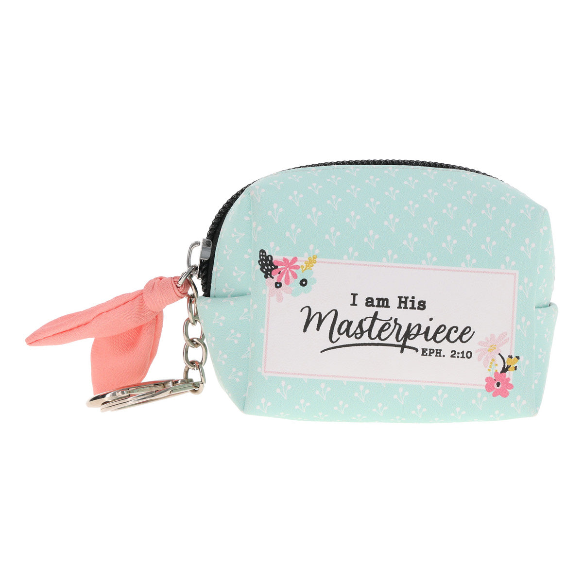 I Am His Masterpiece Faux Leather Pouch Keychain