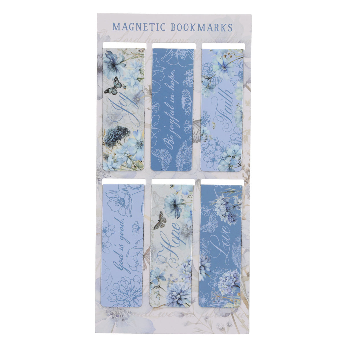 Blue Butterfly Six-Piece Magnetic Bookmark Set