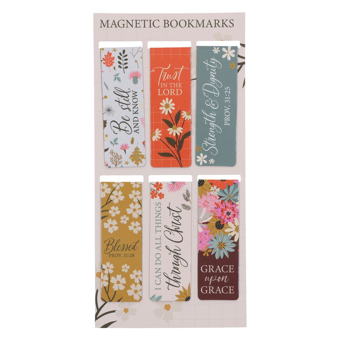 Be Still Bright Blooms Six-Piece Magnetic Bookmark Set