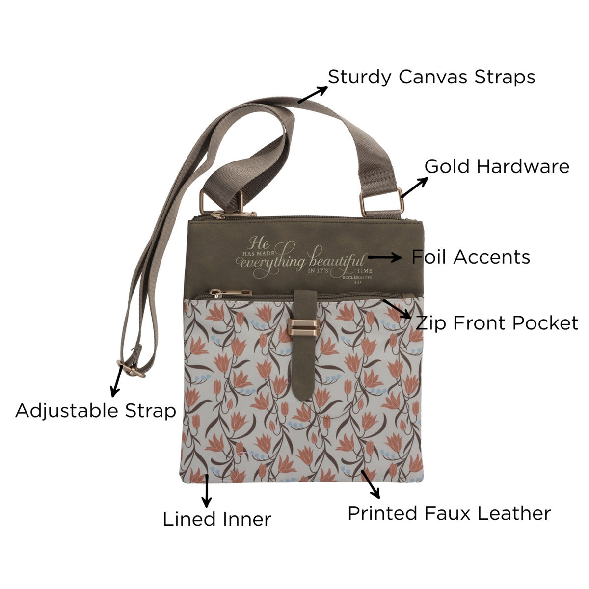 He Has Made Everything Beautiful in Its Time Faux Leather Sling Bag