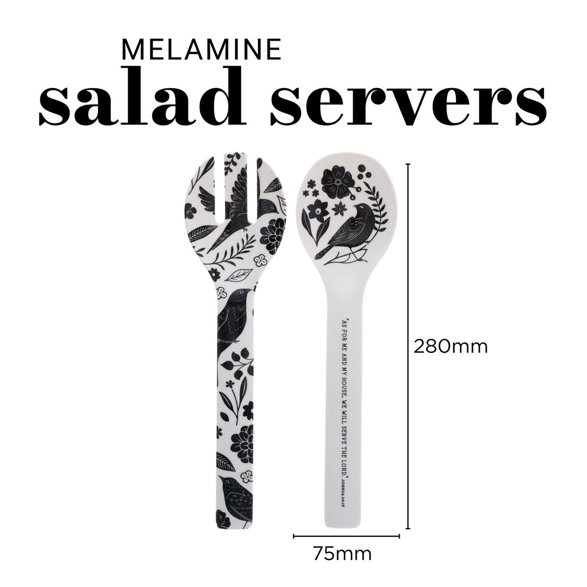 As for Me and My House, We Will Serve the Lord Melamine Salad Spoon and Fork Set