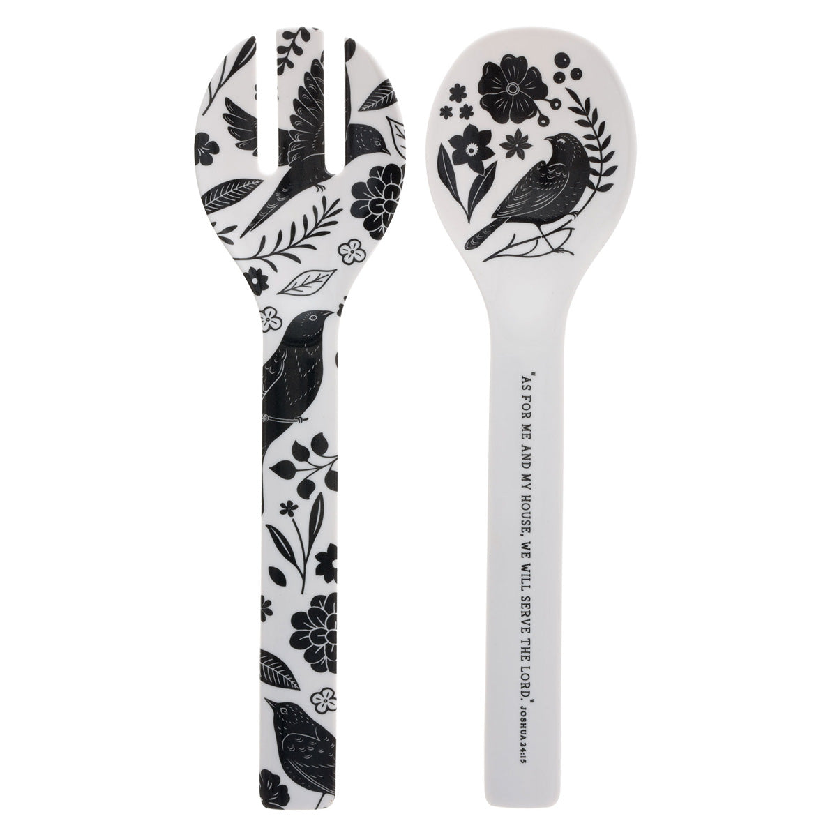 As for Me and My House, We Will Serve the Lord Melamine Salad Spoon and Fork Set