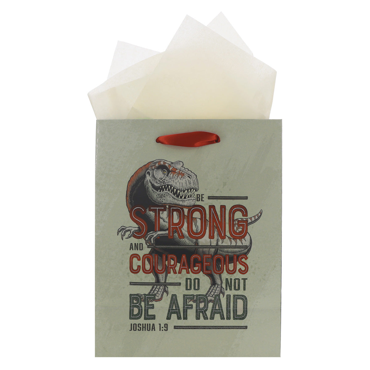 Be Strong and Courageous Do Not Be Afraid Medium Gift Bag with Gift Tag