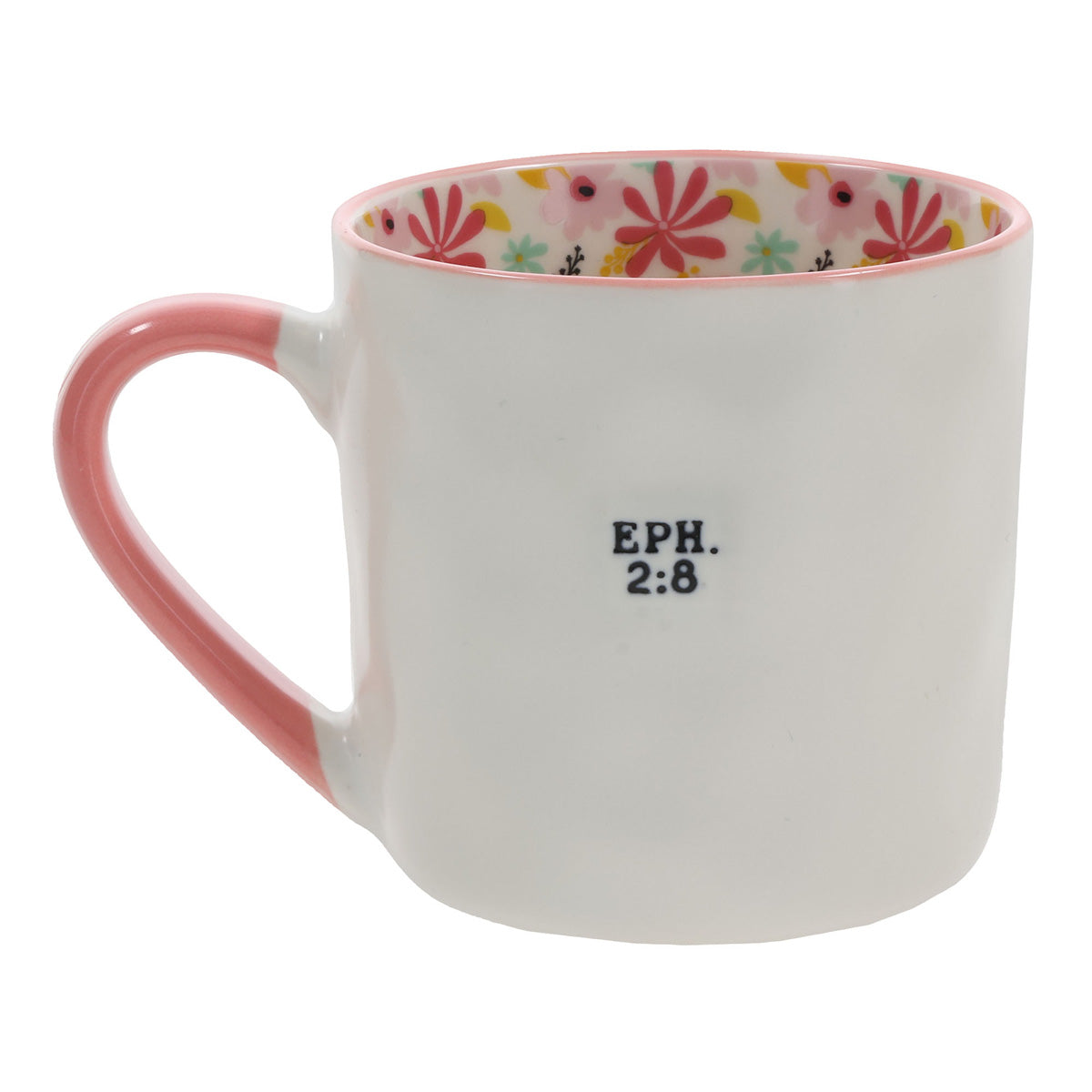 Saved by God's Grace Ceramic Mug with Floral Interior