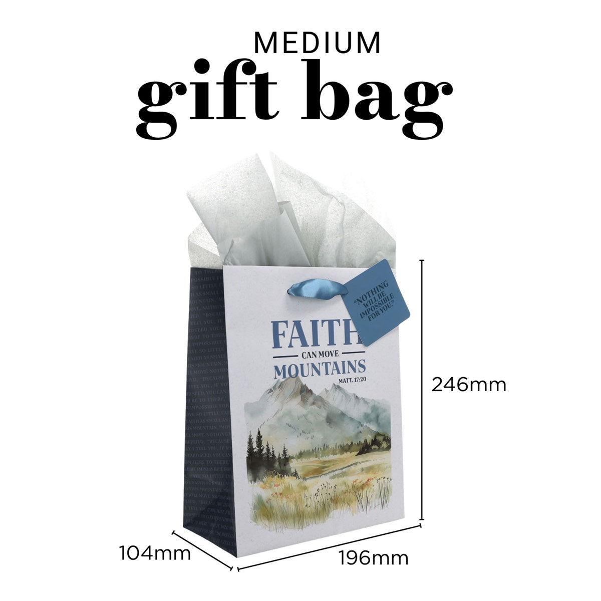 Faith Can Move Mountains Medium Gift Bag with Gift Tag