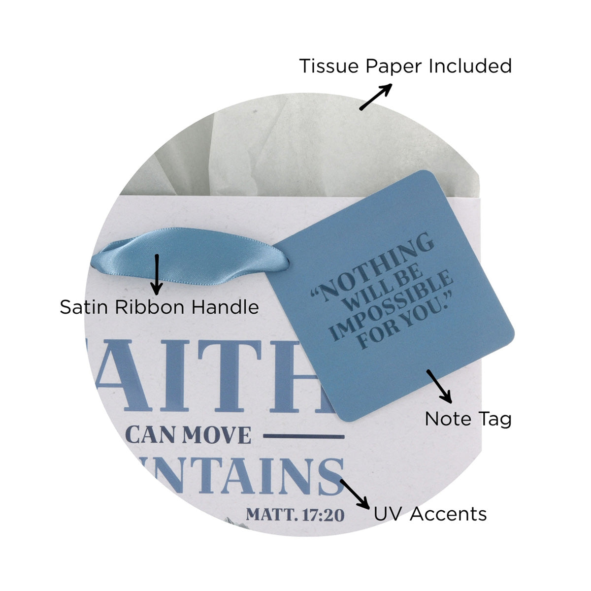 Faith Can Move Mountains Medium Gift Bag with Gift Tag
