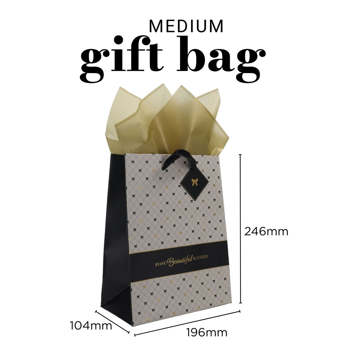 Brave Beautiful Blessed Medium Gift Bag with Gift Tag