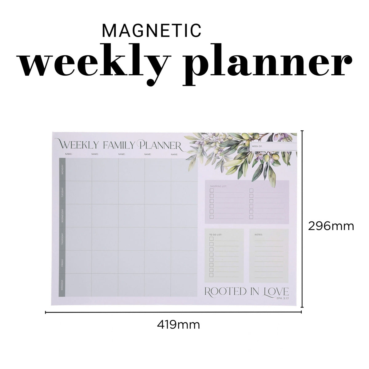 A3 Weekly Magnetic Family Planner - Rooted in Love
