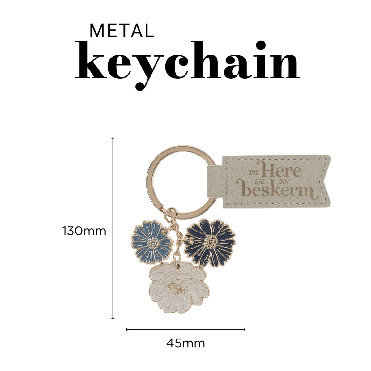 Die Here Sal Jou Beskerm Afrikaans Faux Leather and Metal Keychain with Charm