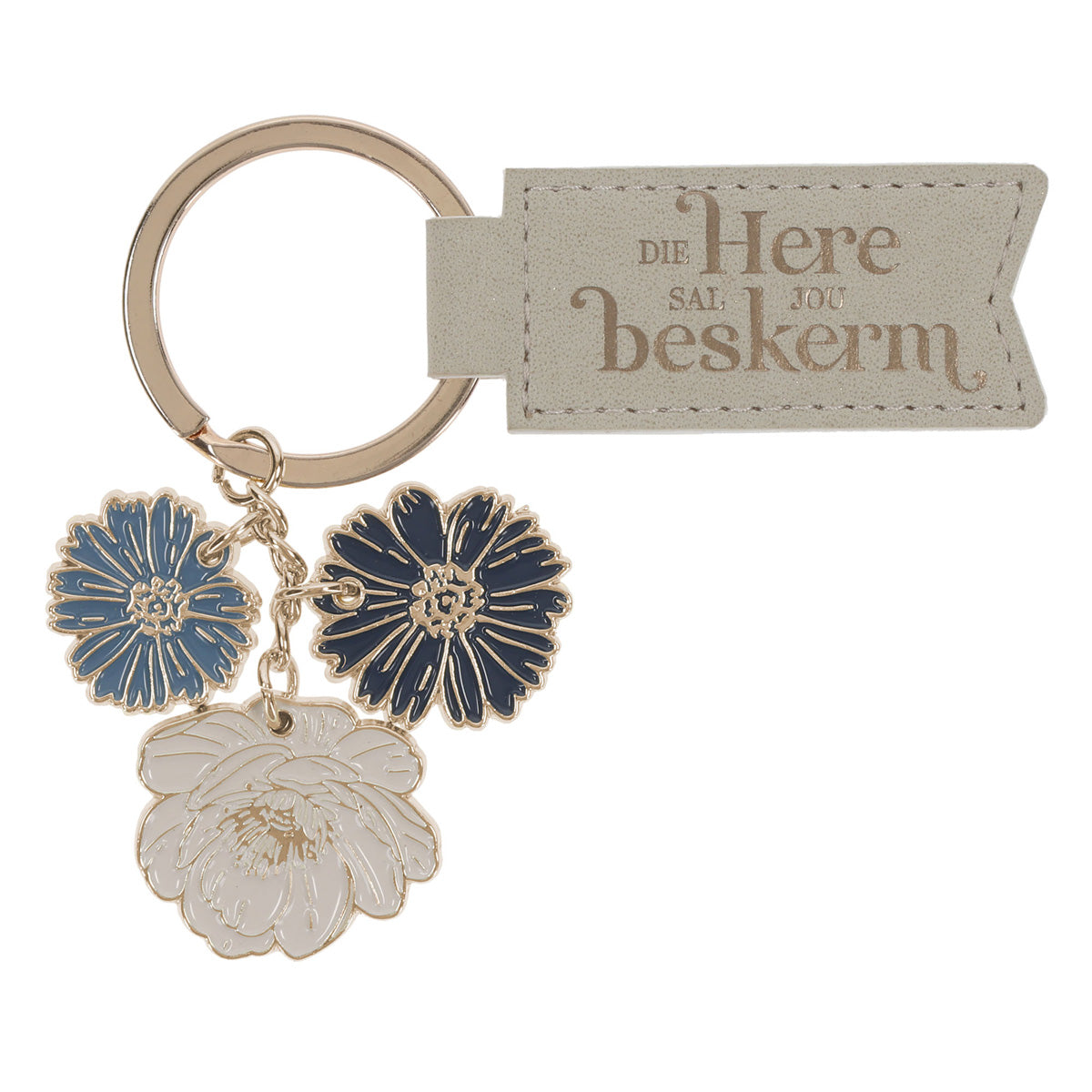 Die Here Sal Jou Beskerm Afrikaans Faux Leather and Metal Keychain with Charm