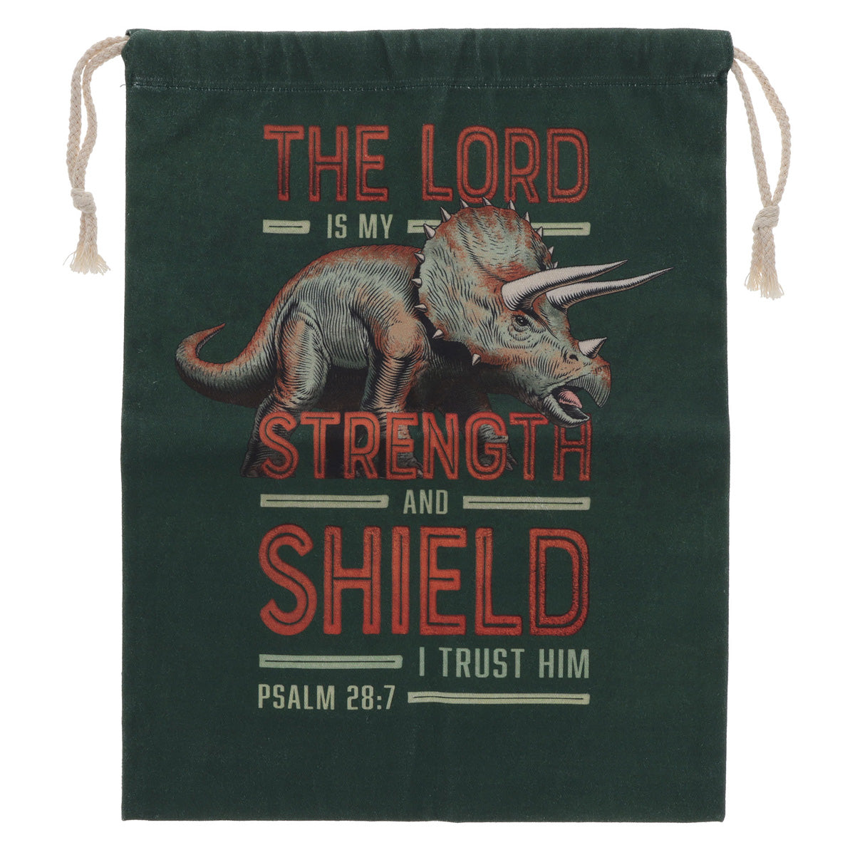 The Lord Is My Strength and Shield I Trust Him Large Cotton Drawstring Bag