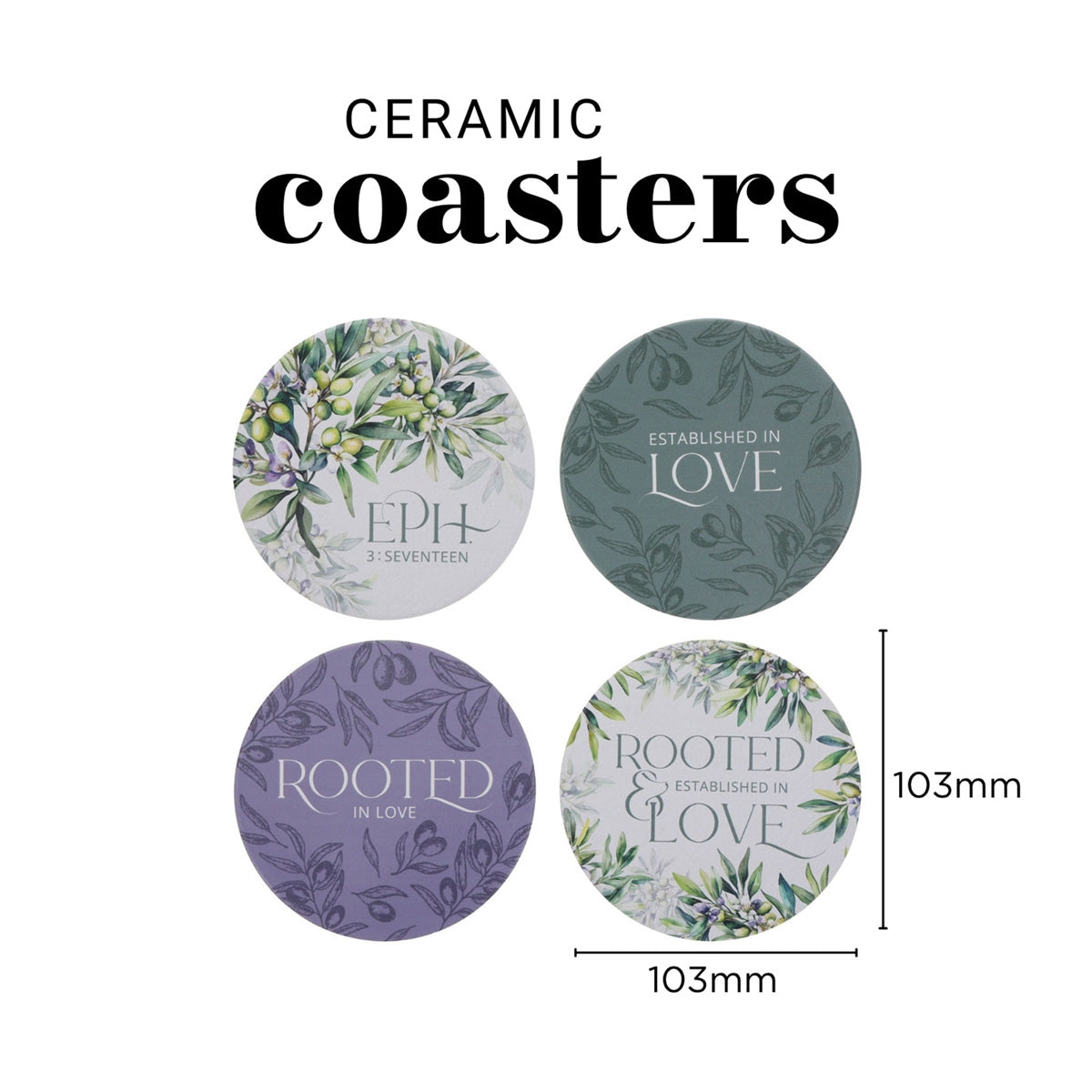 Rooted and Established in Love Four-Piece Ceramic Coaster Set
