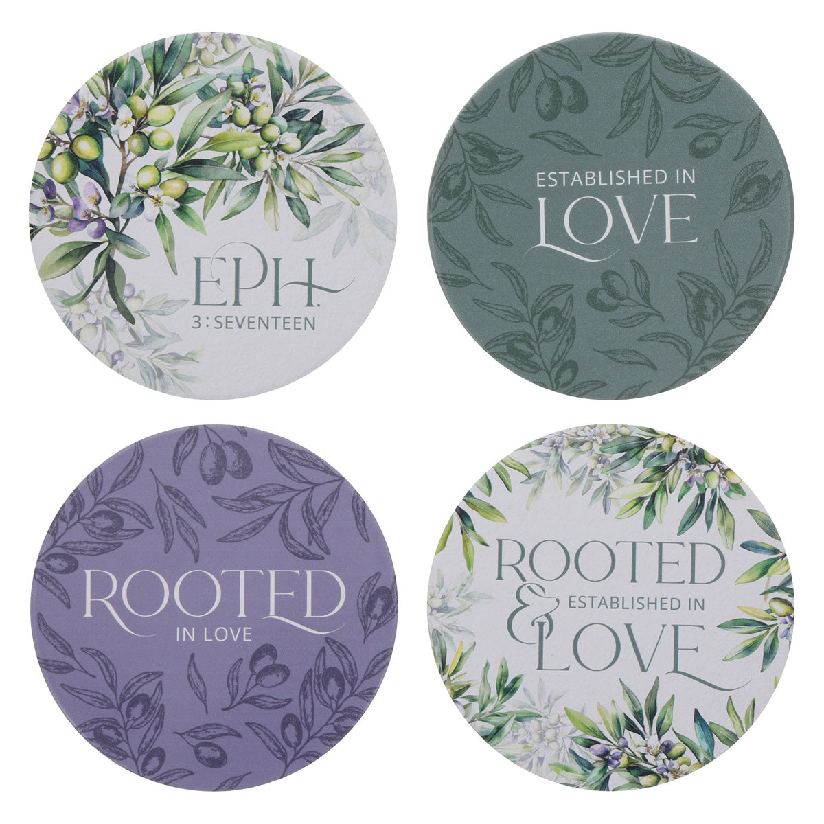 Rooted and Established in Love Four-Piece Ceramic Coaster Set