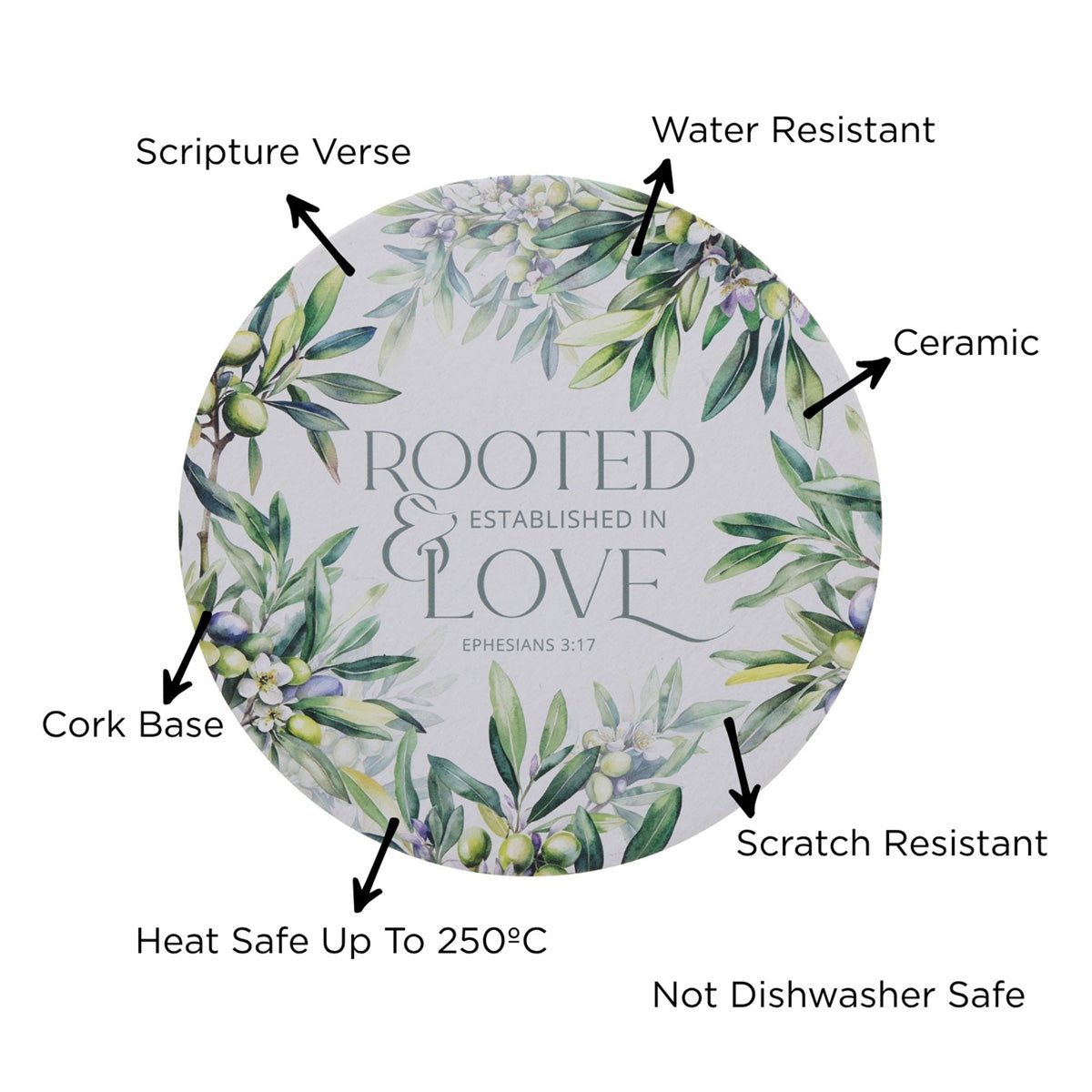 Rooted and Established in Love Ceramic Trivet