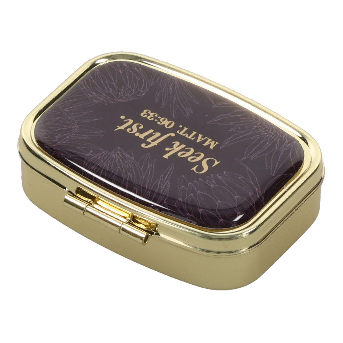 Seek First Light Gold Epoxy Pill Case with Mirror