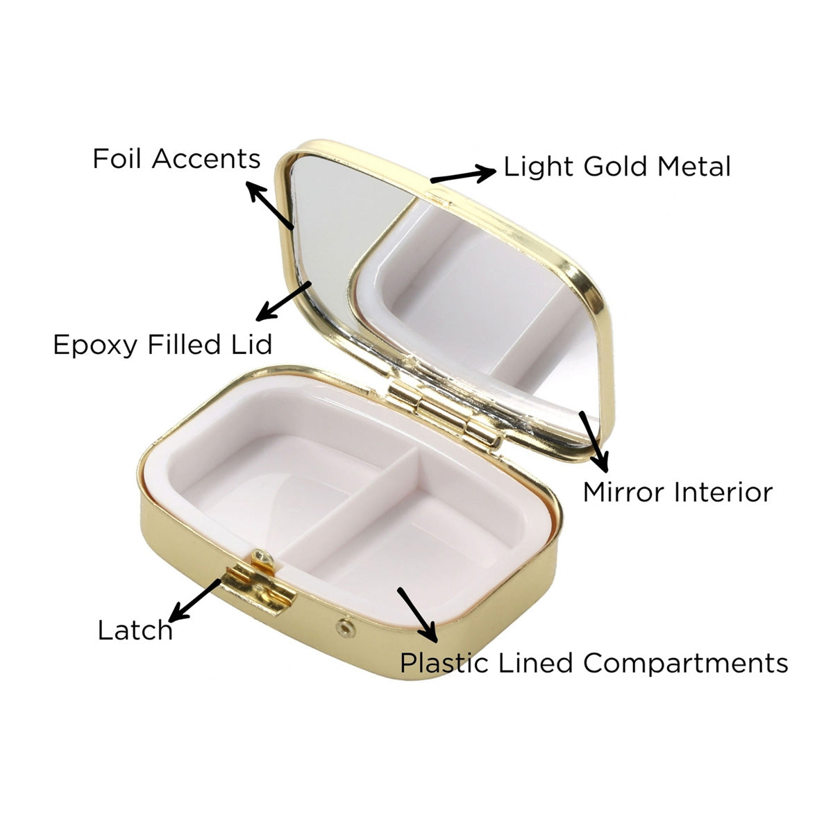 Seek First Light Gold Epoxy Pill Case with Mirror