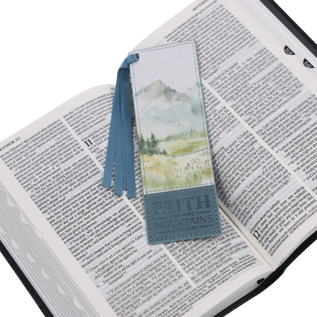 Faith Can Move Mountains Faux Leather Bookmark