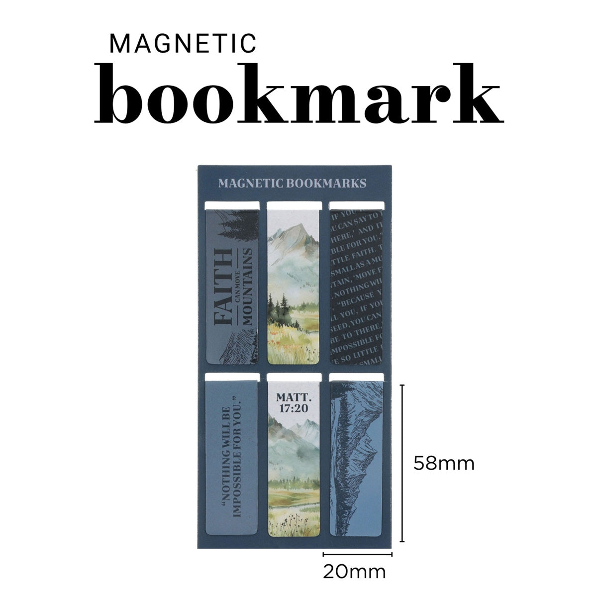 Faith Can Move Mountains Six-Piece Magnetic Bookmark Set