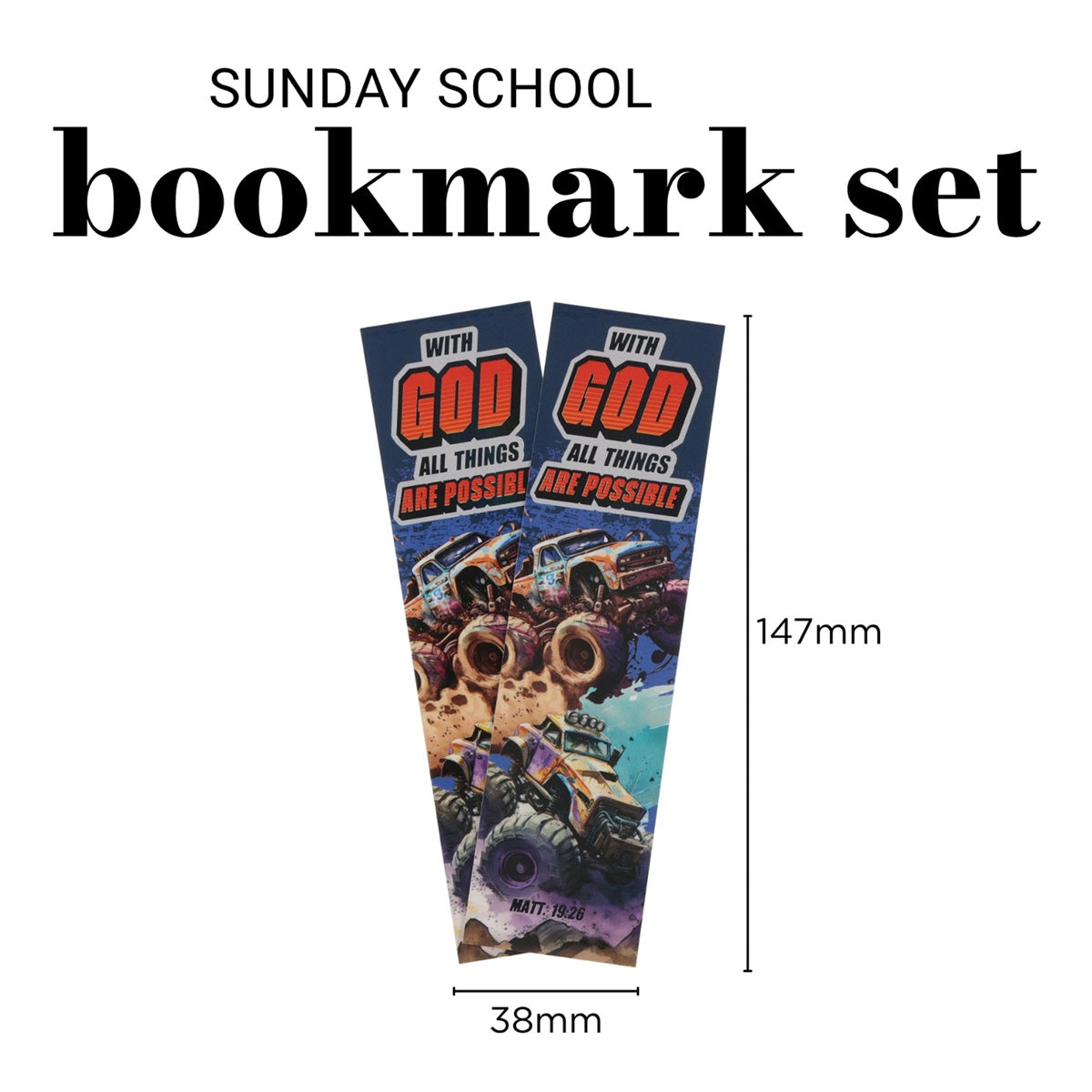 With God All Things Are Possible Ten-Piece Sunday School Bookmark Set