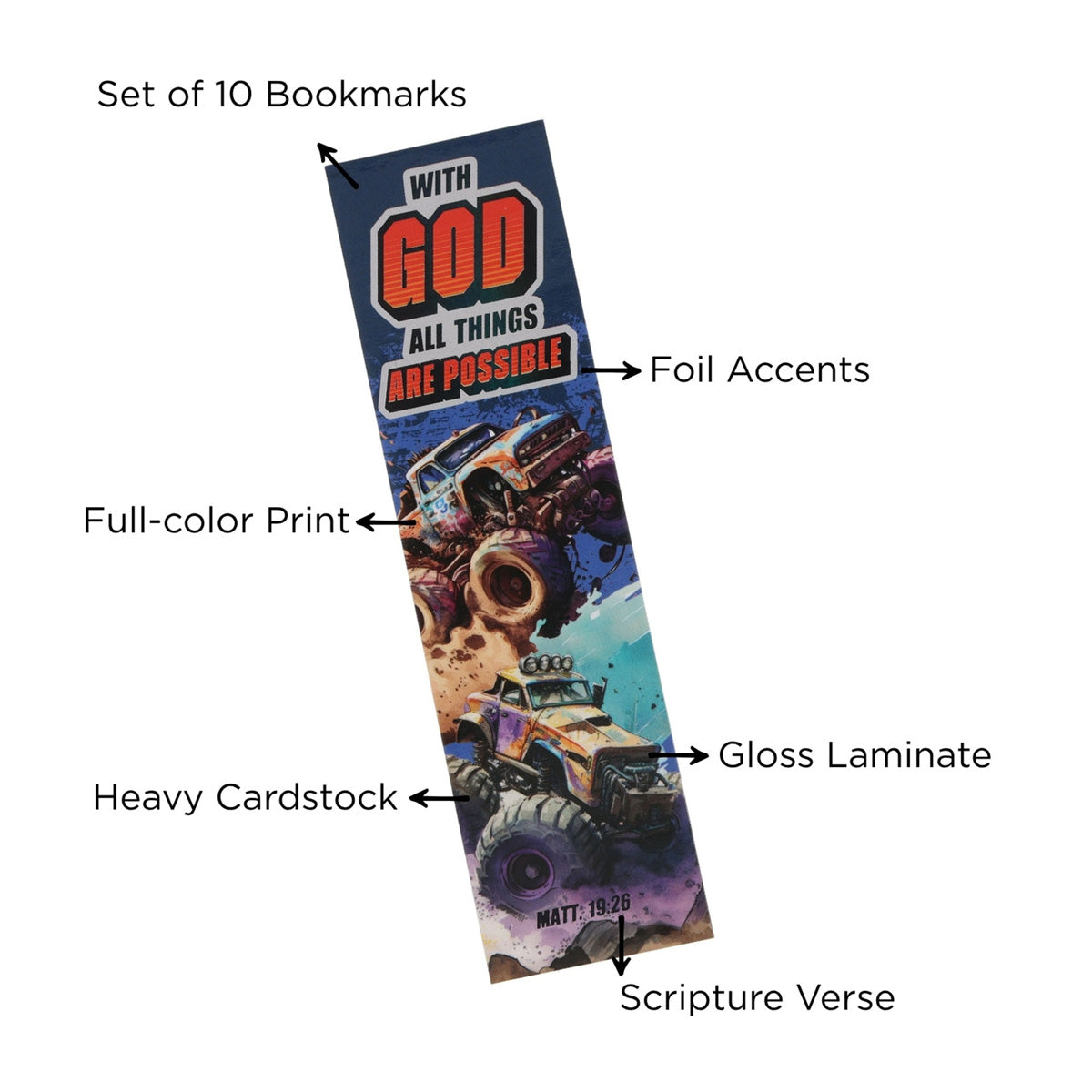 With God All Things Are Possible Ten-Piece Sunday School Bookmark Set