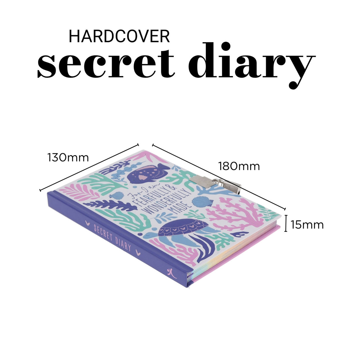 For I Am Fearfully & Wonderfully Made Hardcover Secret Diary with Lock and Key