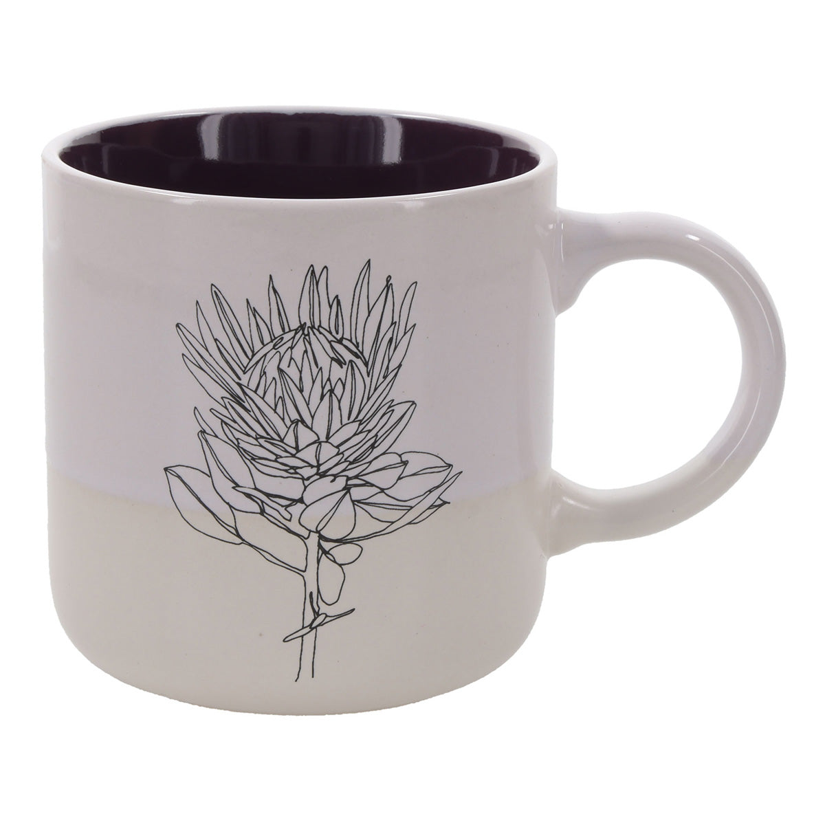 Seek First Protea Ceramic Mug with Dark Purple Interior