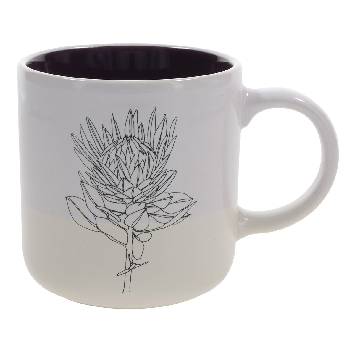 Seek First Protea Ceramic Mug with Dark Purple Interior