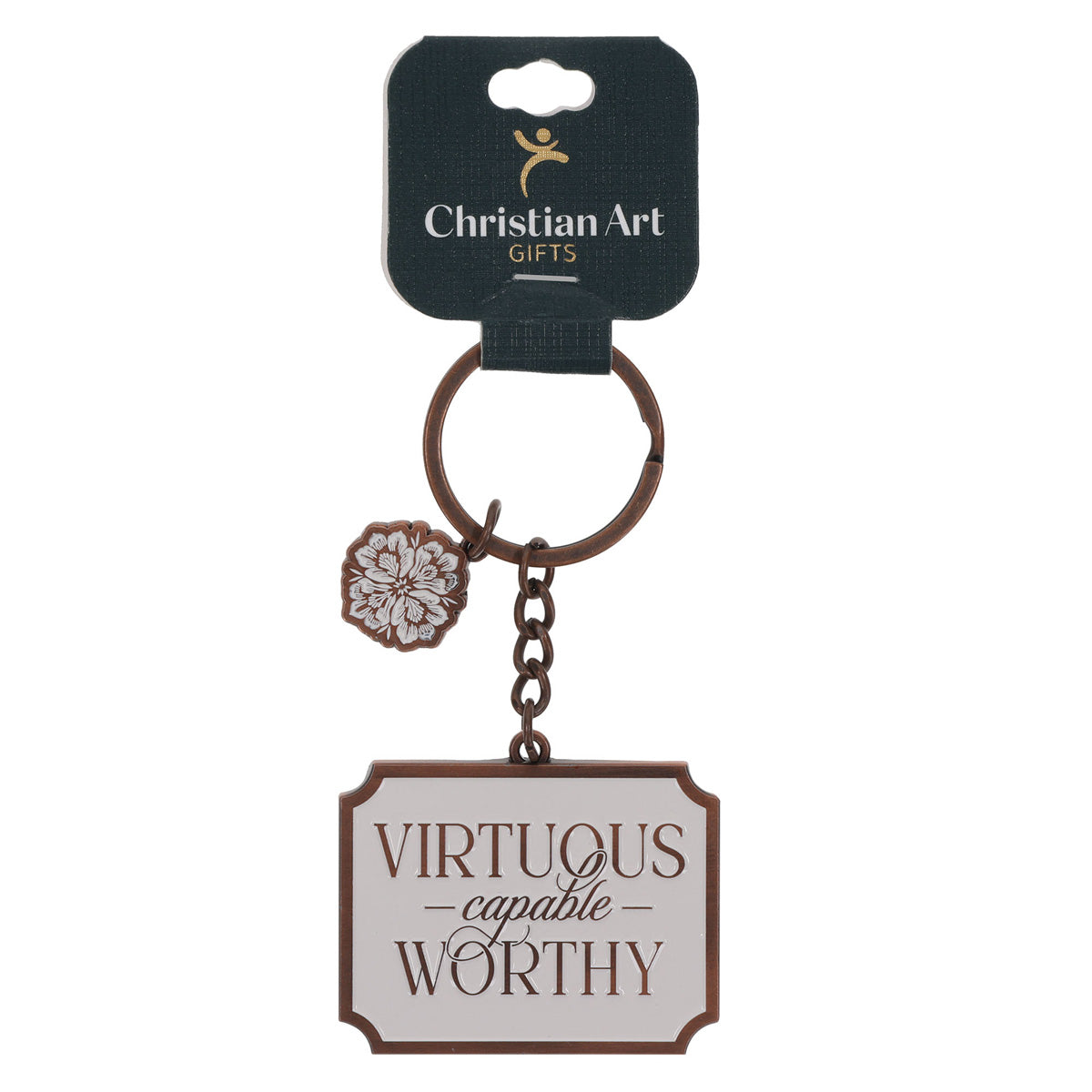 Virtuous Capable Worthy Metal Keychain with Charm