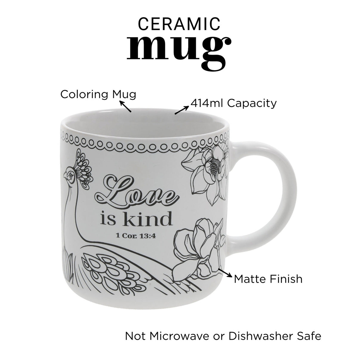 Love Is Kind Ceramic Coloring Mug