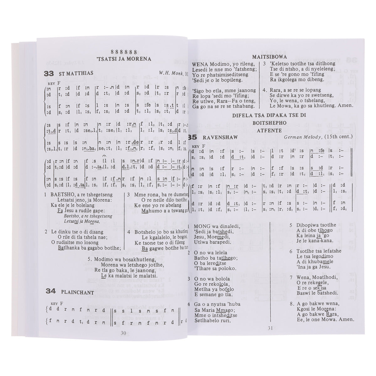 Anglican Setswana Hymnal with Tunes Tonic Solfa Edition (Paperback)