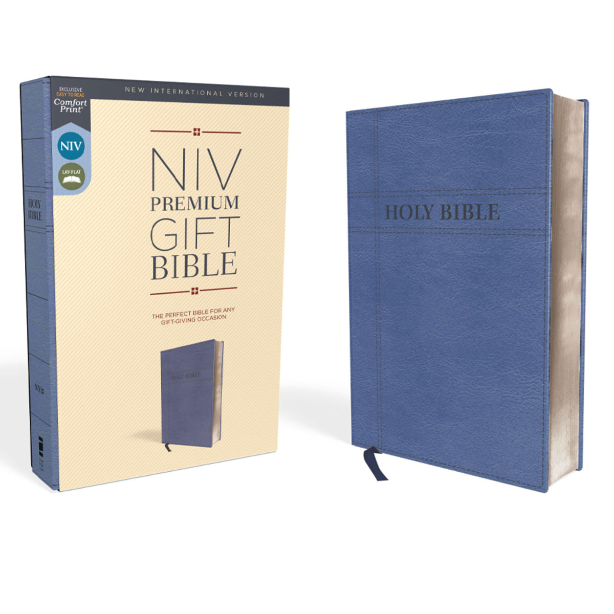 NIV Navy Imitation Leather Premium Gift Bible Red Letter Comfort Print
