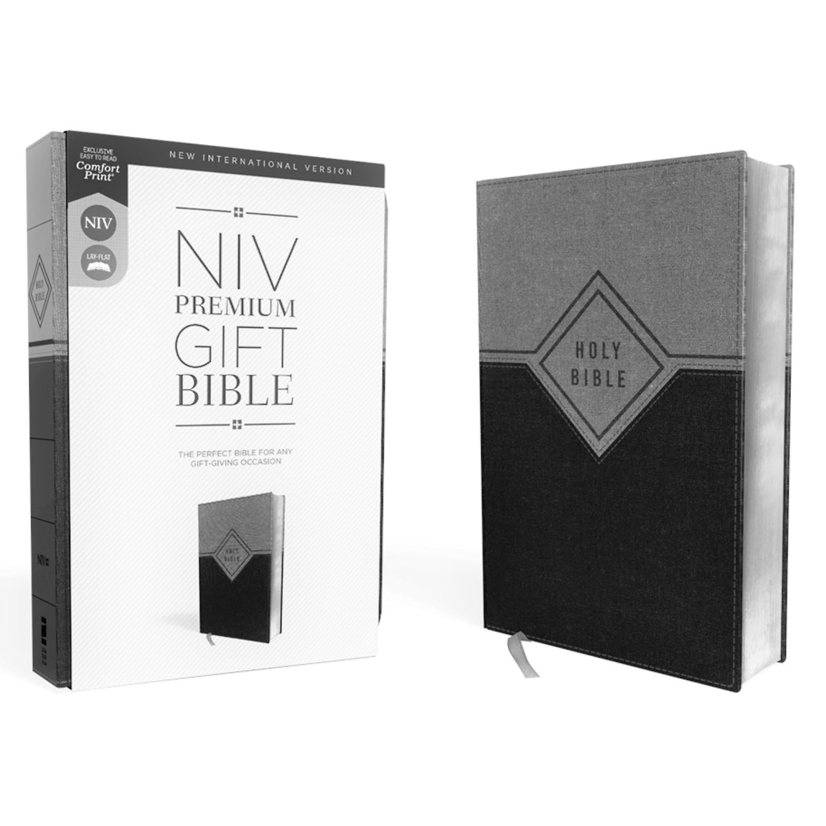 NIV Black / Gray Imitation Leather Premium Gift Bible Red Letter Comfort Print