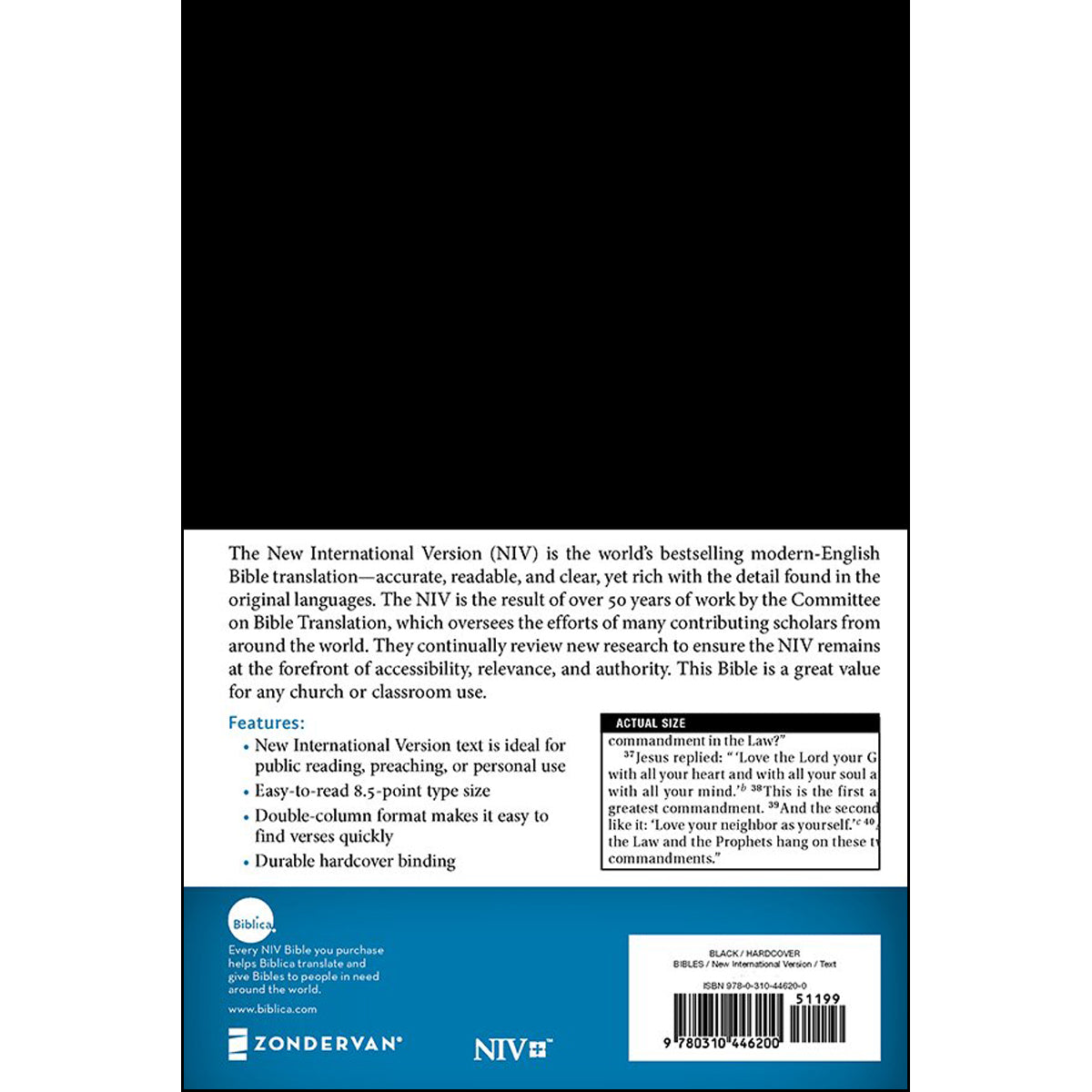 NIV Black Hardcover Value Pew & Worship Bible