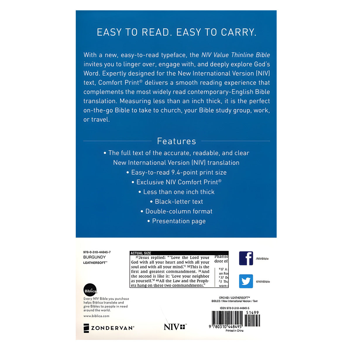 NIV Value Thinline Bible Pink (Comfort Print)(Imitation Leather)