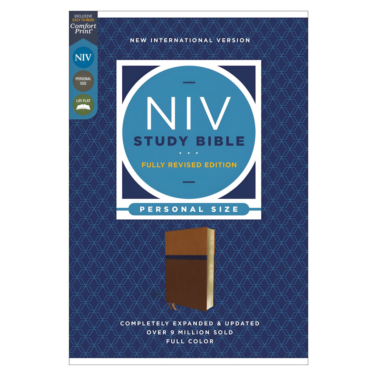 NIV Brown and Blue Imitation Leather Fully Revised Personal Size Study Bible Comfort Print