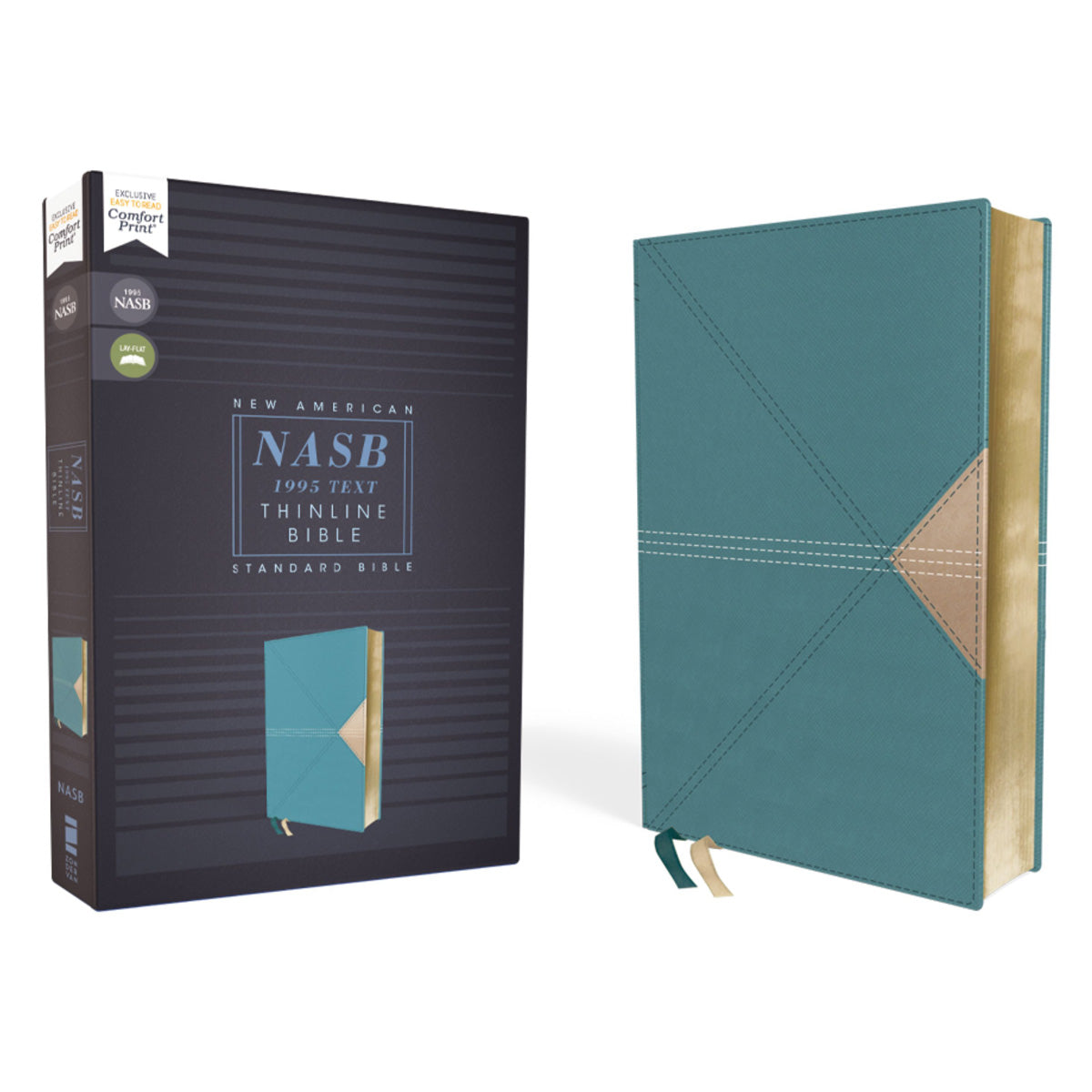 NASB Teal Imitation Leather 1995 Ed Thinline Bible Red Letter Comfort Print