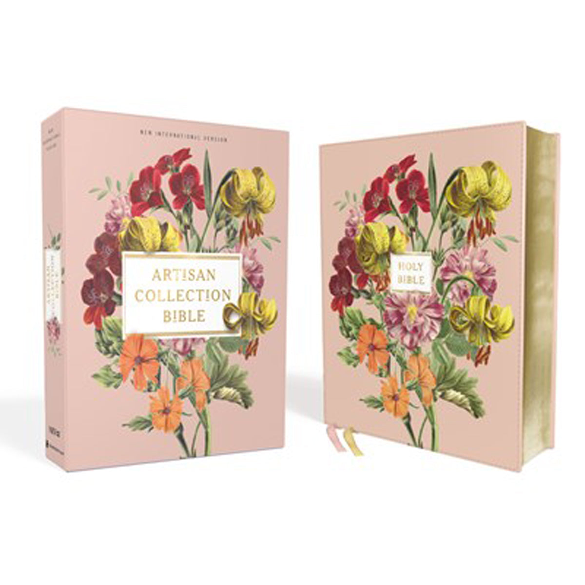 NIV Artisan Collection Red Letter Floral Bible Blush (Comfort Print)(Imitation Leather)
