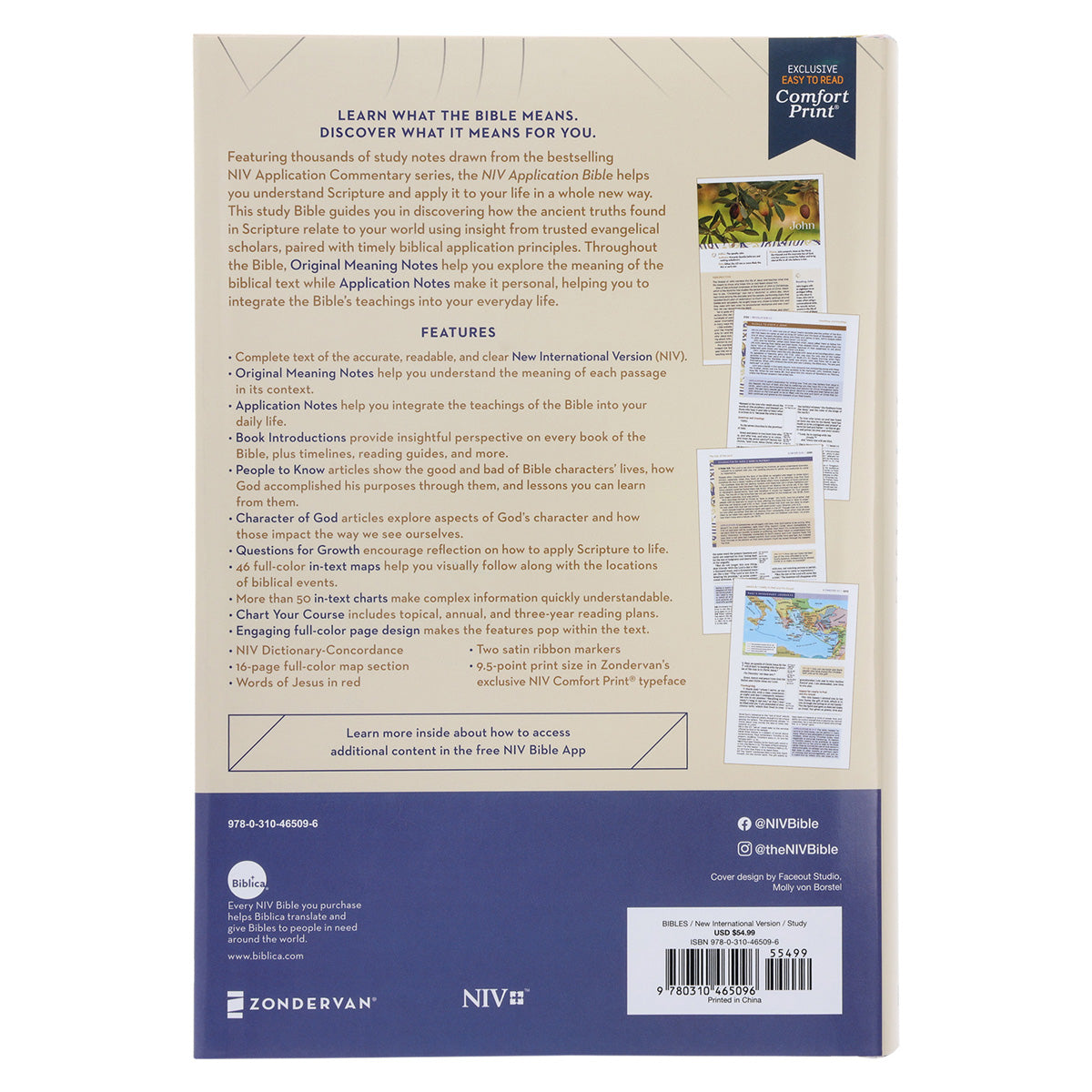NIV Multi-Cream Hardcover Application Bible Red Letter Comfort Print