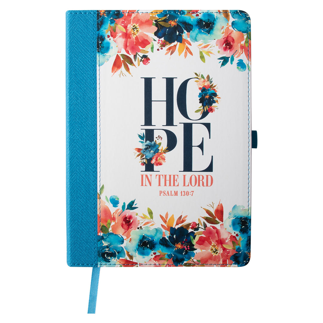 Hope In The Lord Faux Leather Journal With Elastic Pen Holder - Ps 130:7