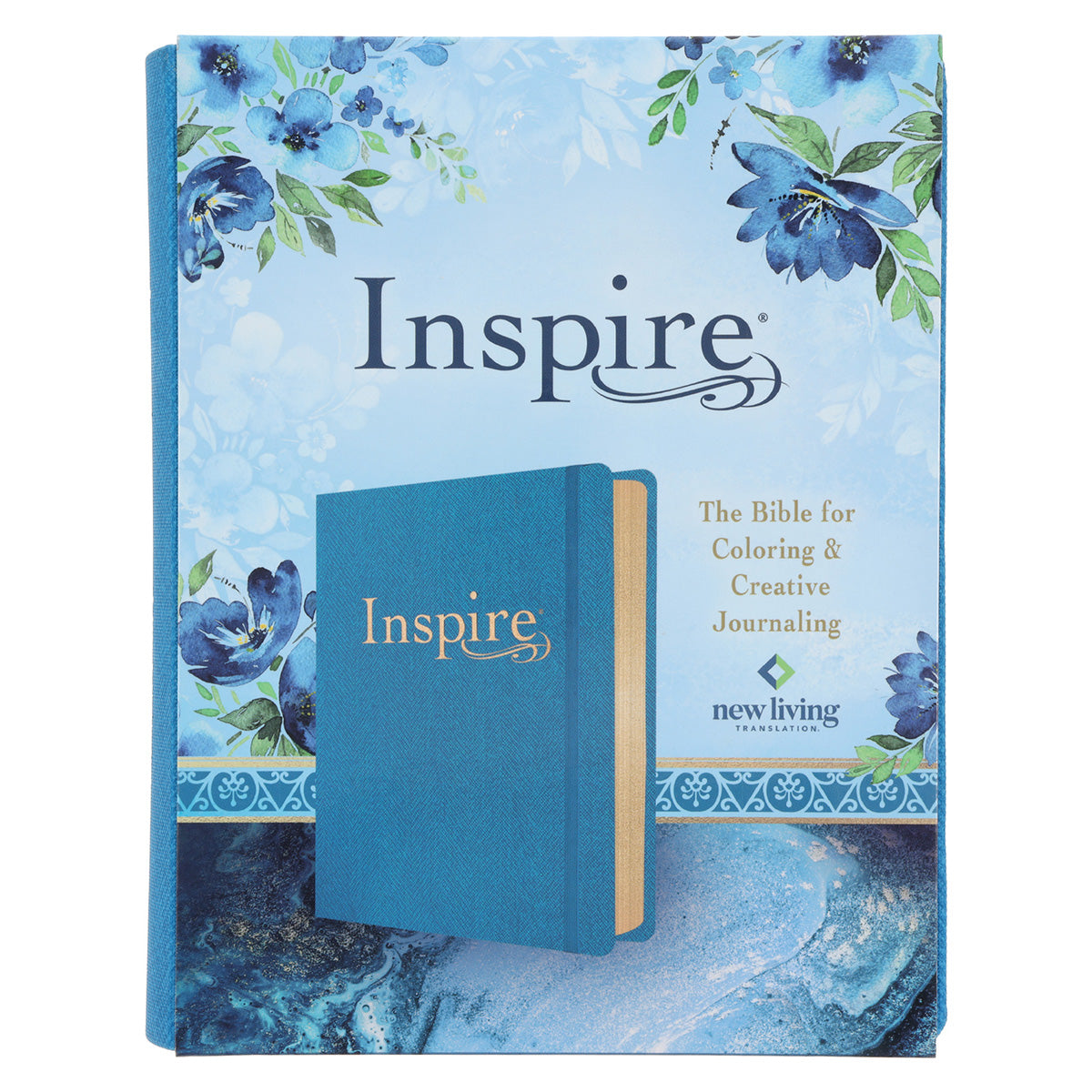 NLT Blue Faux Leather Hardcover Inspire Bible