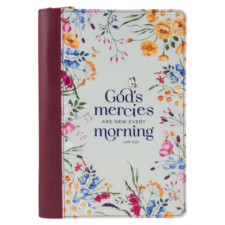 God's Mercies Are New Every Morning Faux Leather Journal With Zipped Closure - Lamentations 3:23