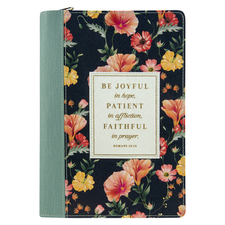 Be Joyful In Hope Faux Leather Journal With Zipped Closure - Romans 12:12