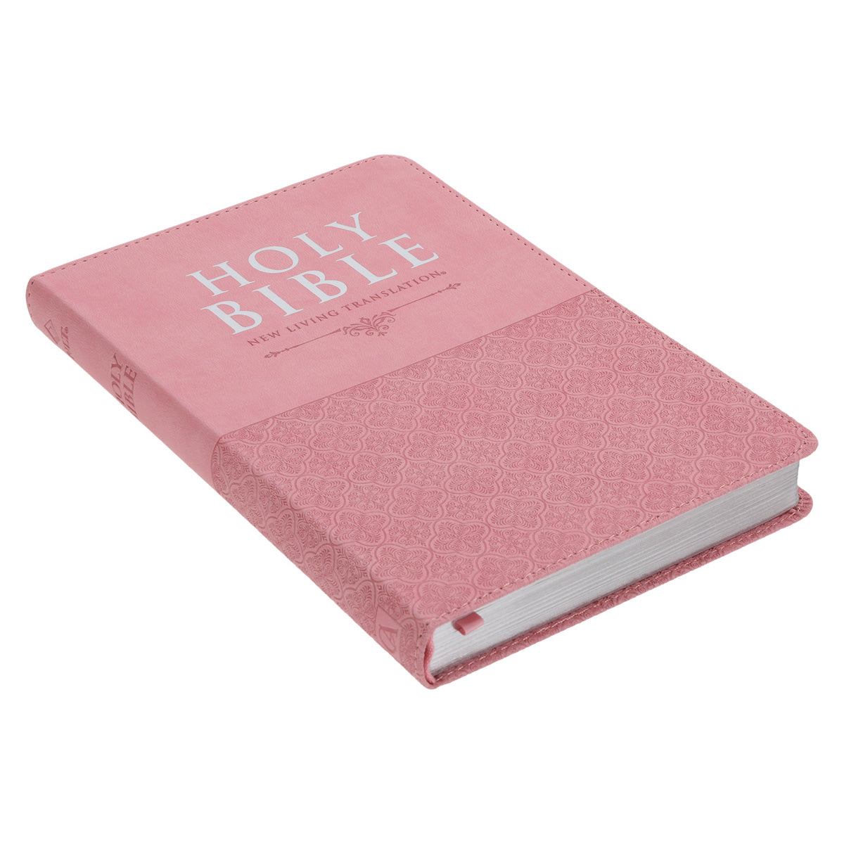 NLT Pink Pattern Faux Leather Standard Bible Thumb Indexed