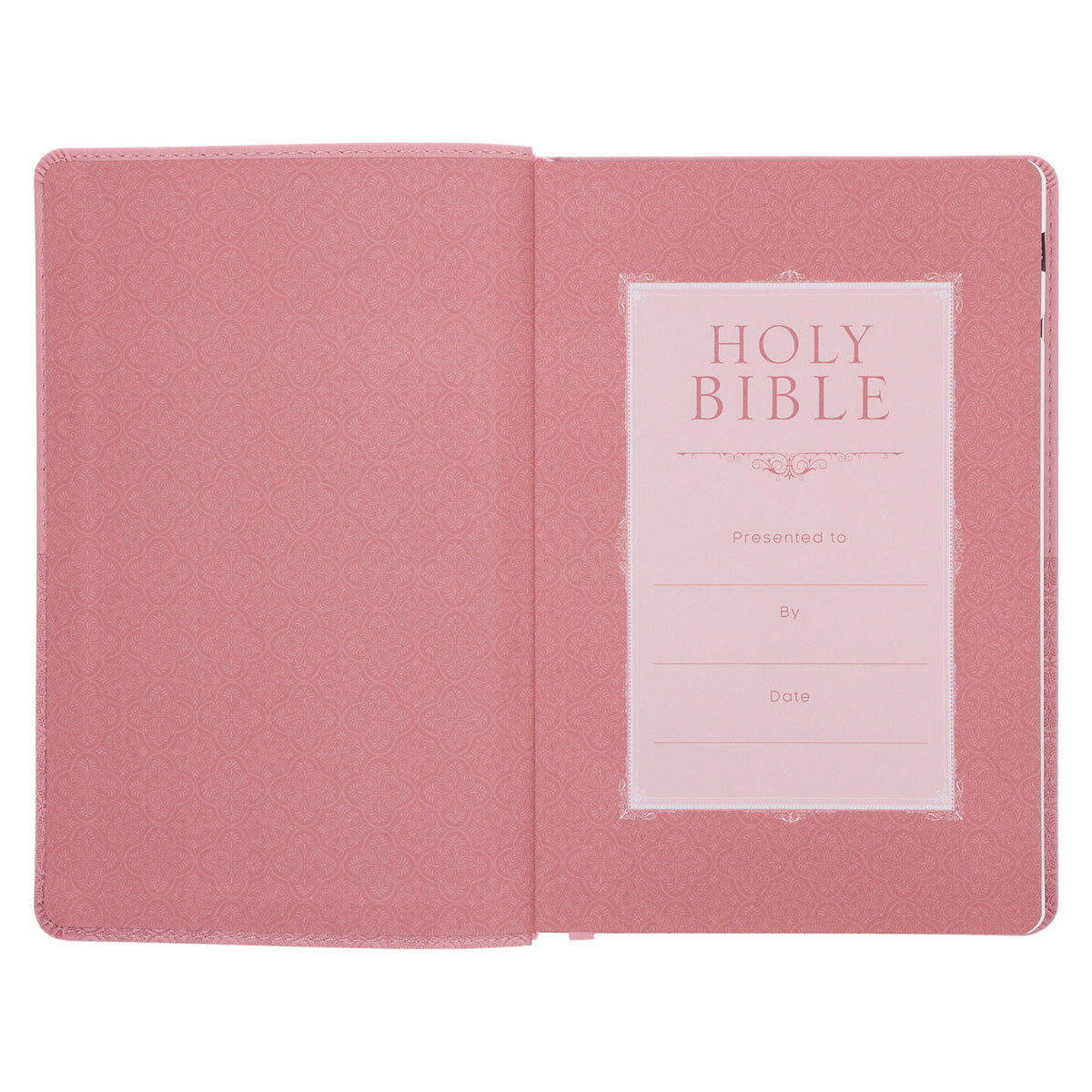 NLT Pink Pattern Faux Leather Standard Bible Thumb Indexed