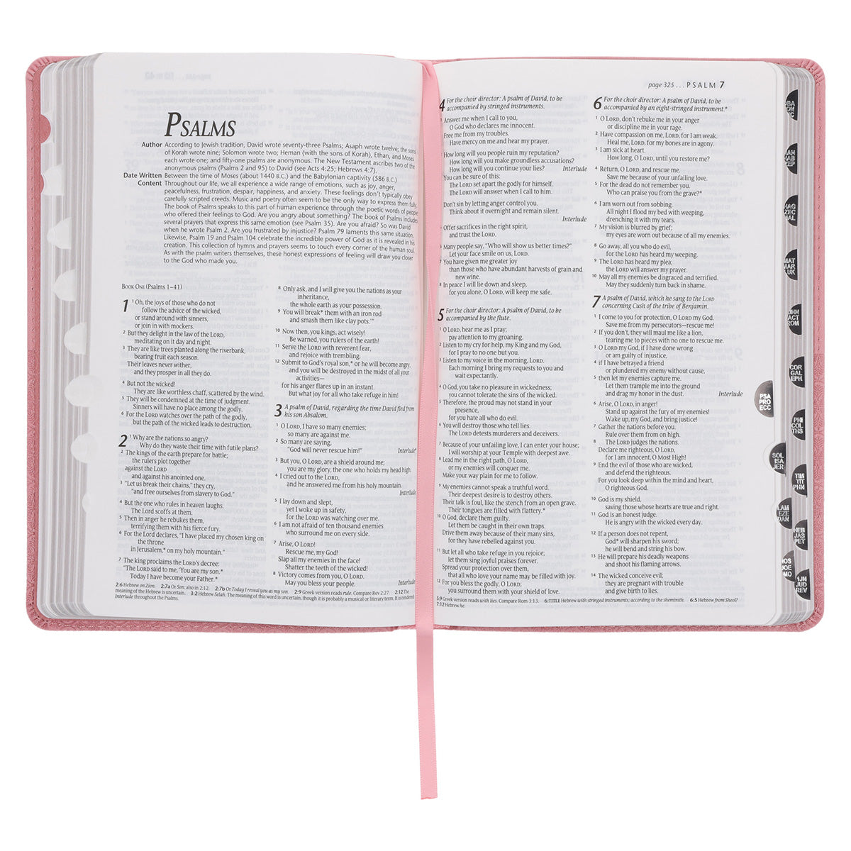 NLT Pink Pattern Faux Leather Standard Bible Thumb Indexed