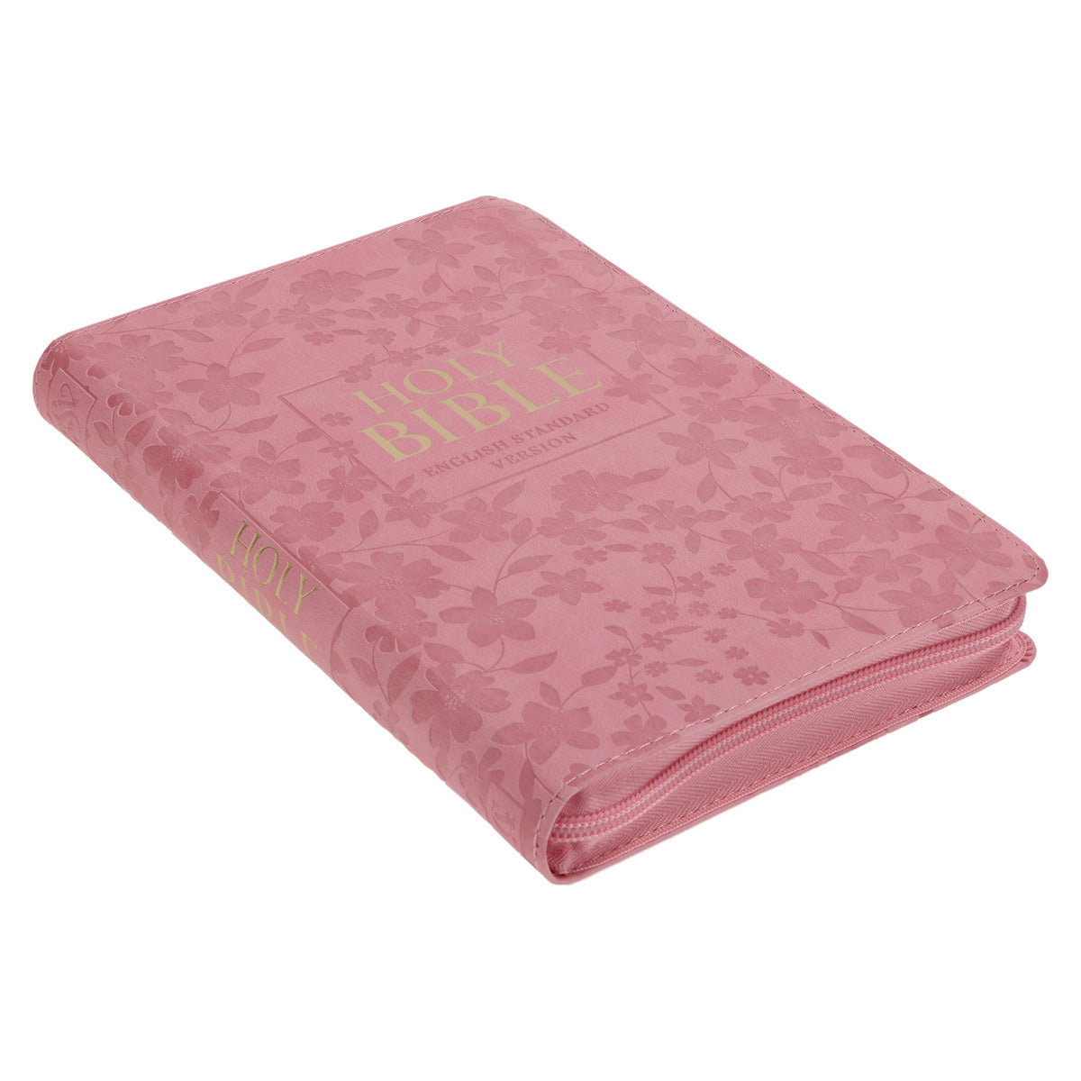 ESV Pink Floral Faux Leather Standard Bible with Zip