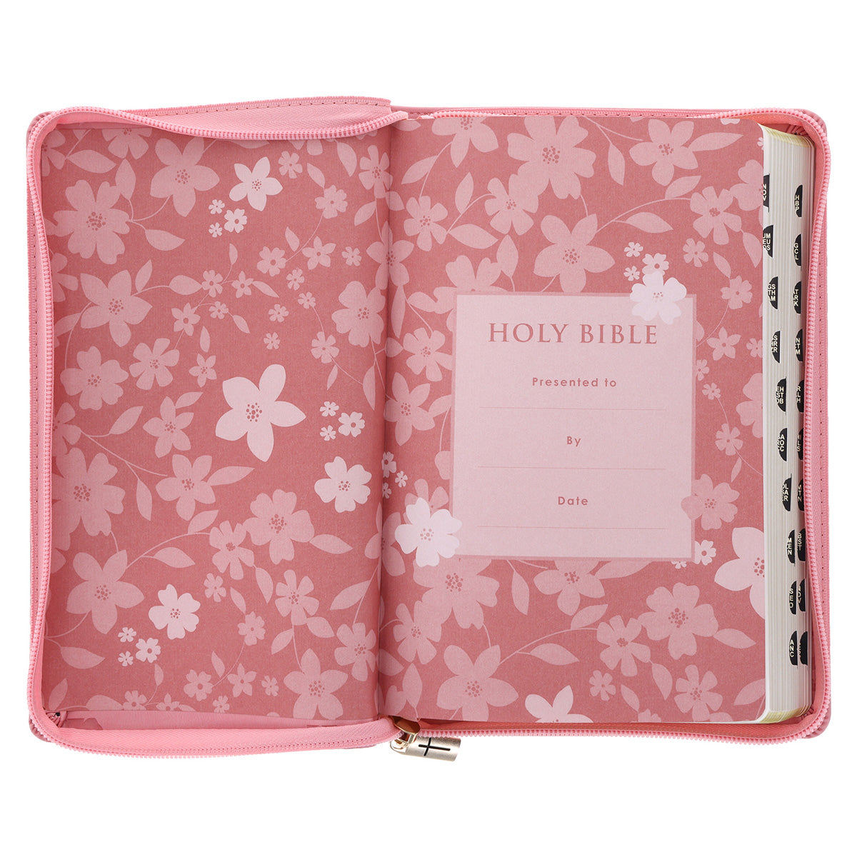 ESV Pink Floral Faux Leather Standard Bible with Zip