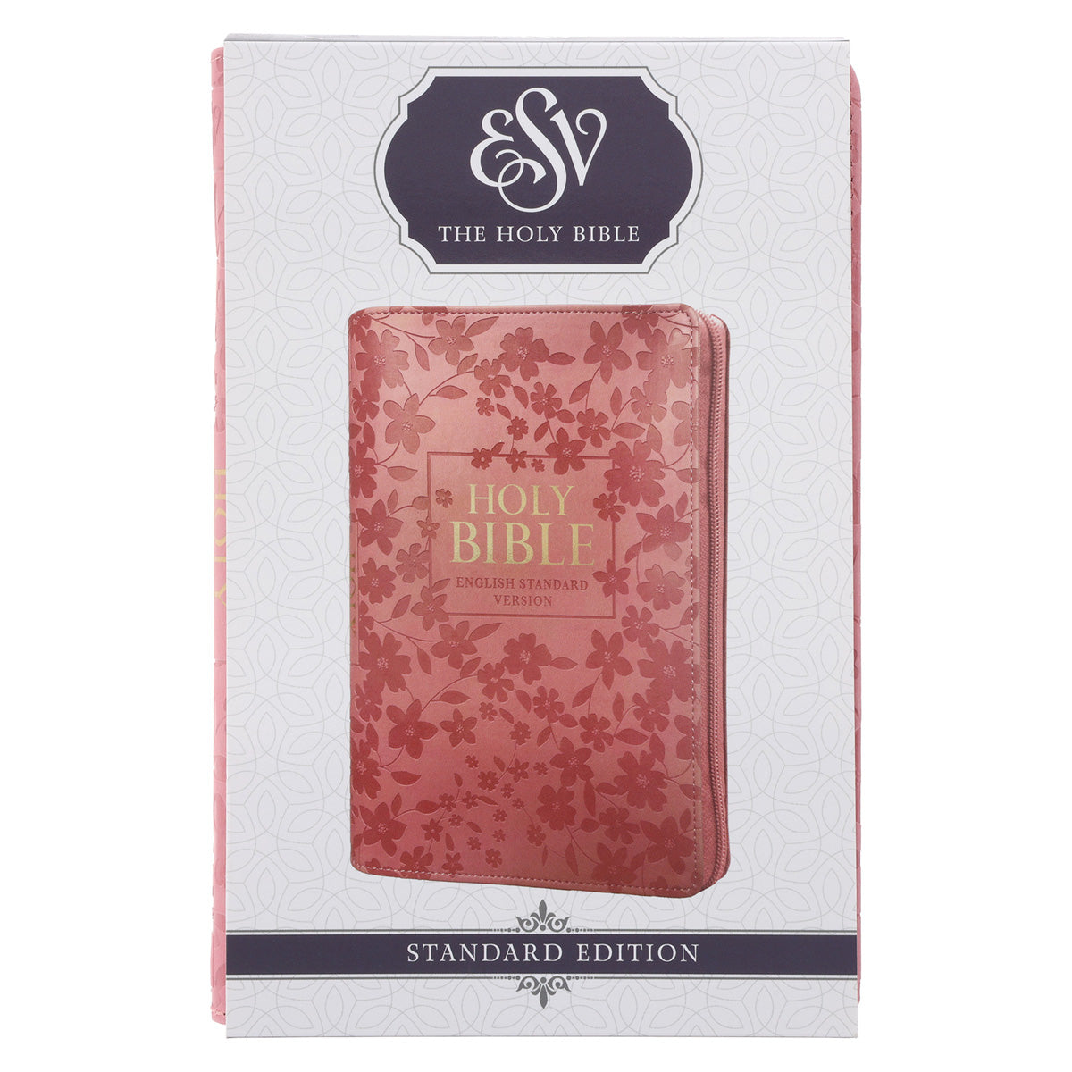 ESV Pink Floral Faux Leather Standard Bible with Zip